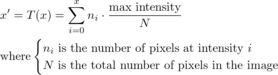 Equation of Histogram Equalization