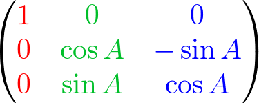 3x3 matrix of rotation about X axis