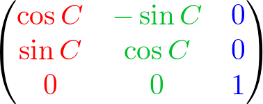 3x3 matrix of rotation about Z axis