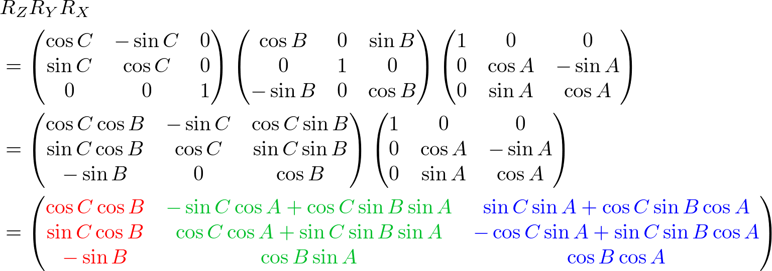 Rotation Matrix, RzRyRx