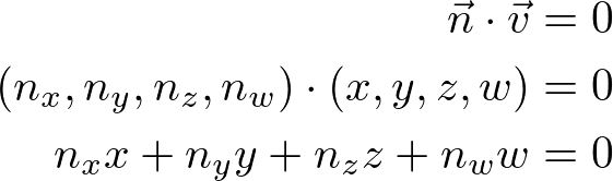 plane equation in 4D