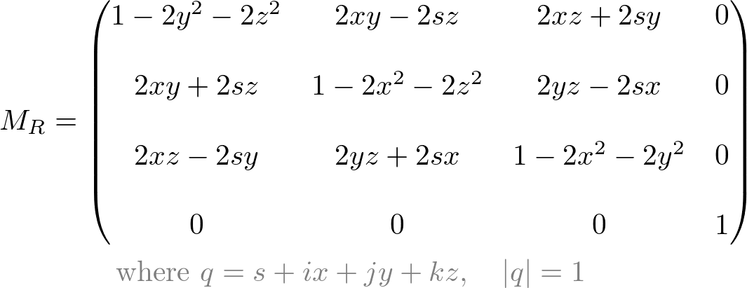 4x4 rotation matrix