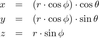 formula to find a point on a sphere