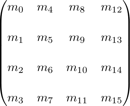 Column-major order 4x4 Matrix