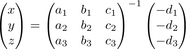 intersection point of 3 planes