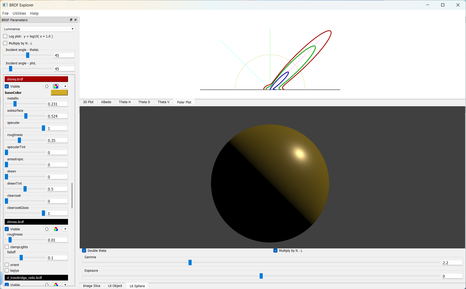 Disney BRDF Explorer
